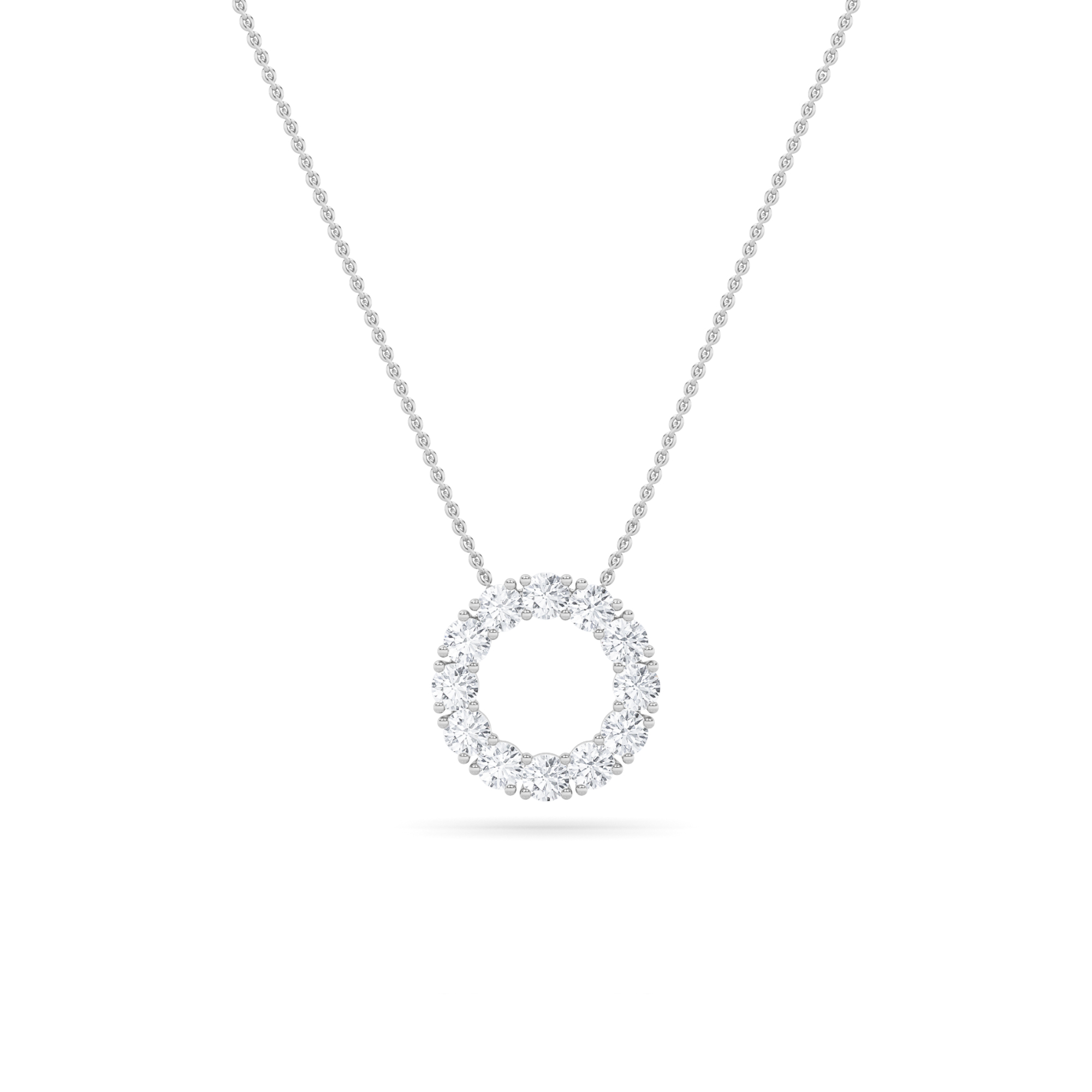Round Shaped Lab Grown Diamond (F/VS) Circle Pendant in 14K Gold