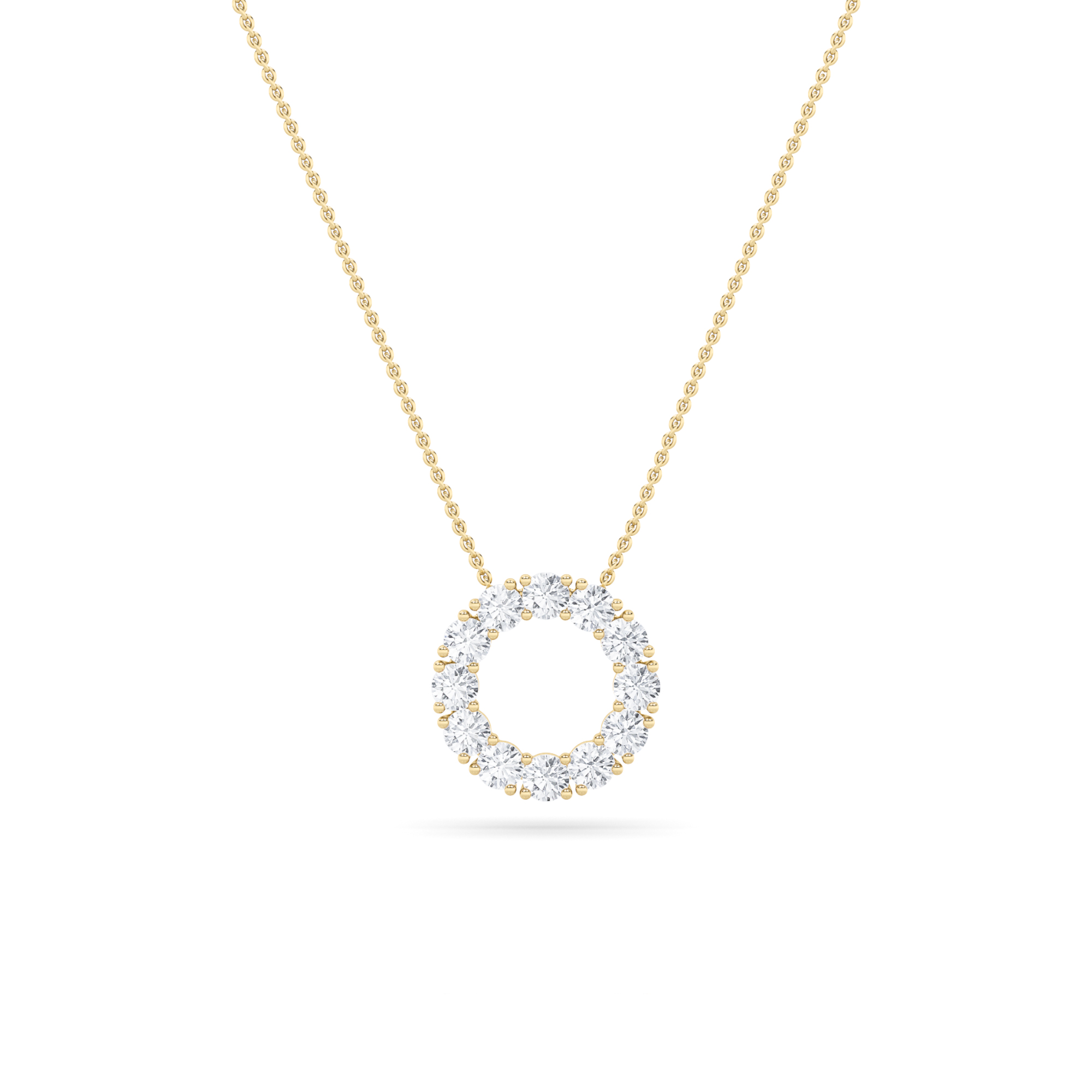 Round Shaped Lab Grown Diamond (F/VS) Circle Pendant in 14K Gold