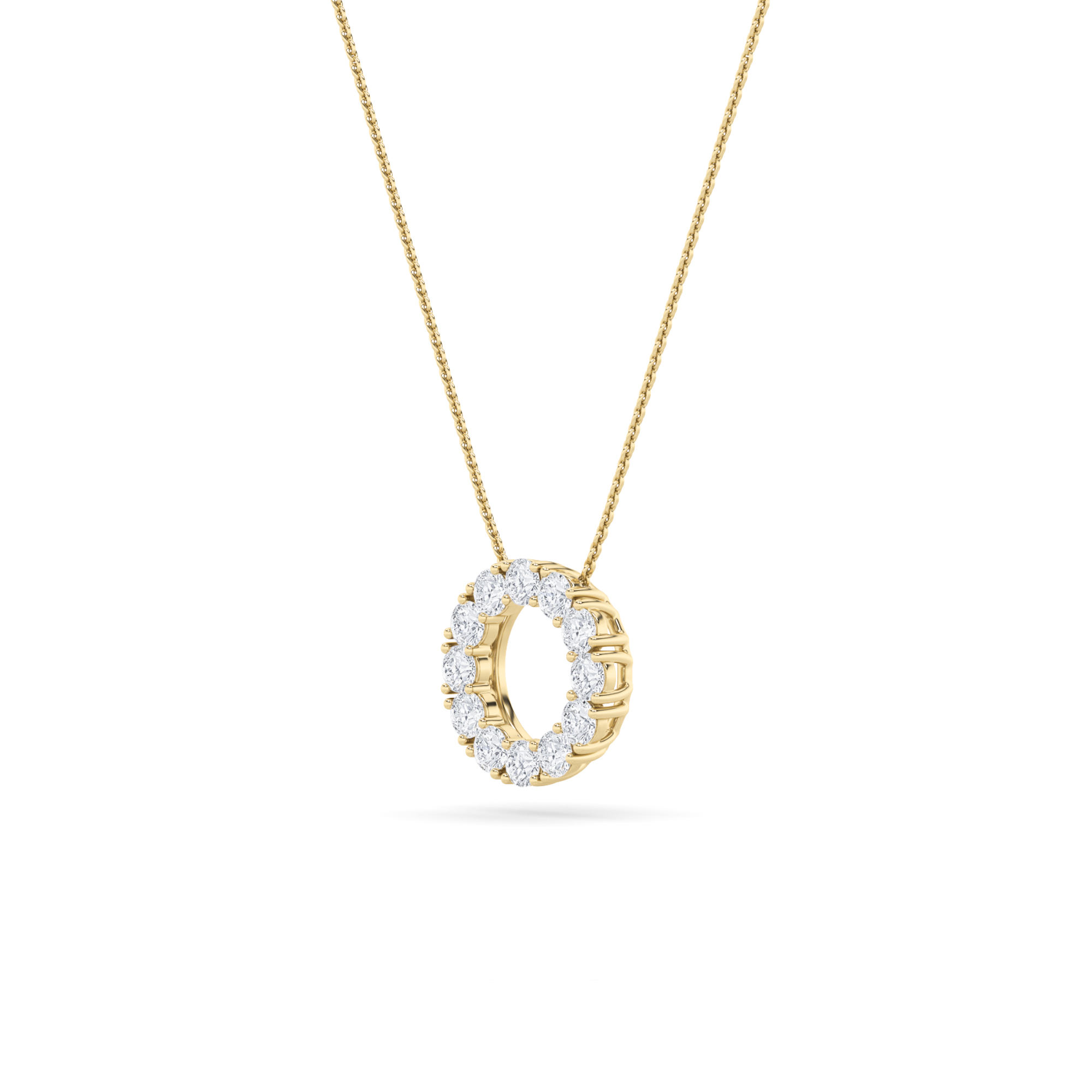 Round Shaped Lab Grown Diamond (F/VS) Circle Pendant in 14K Gold