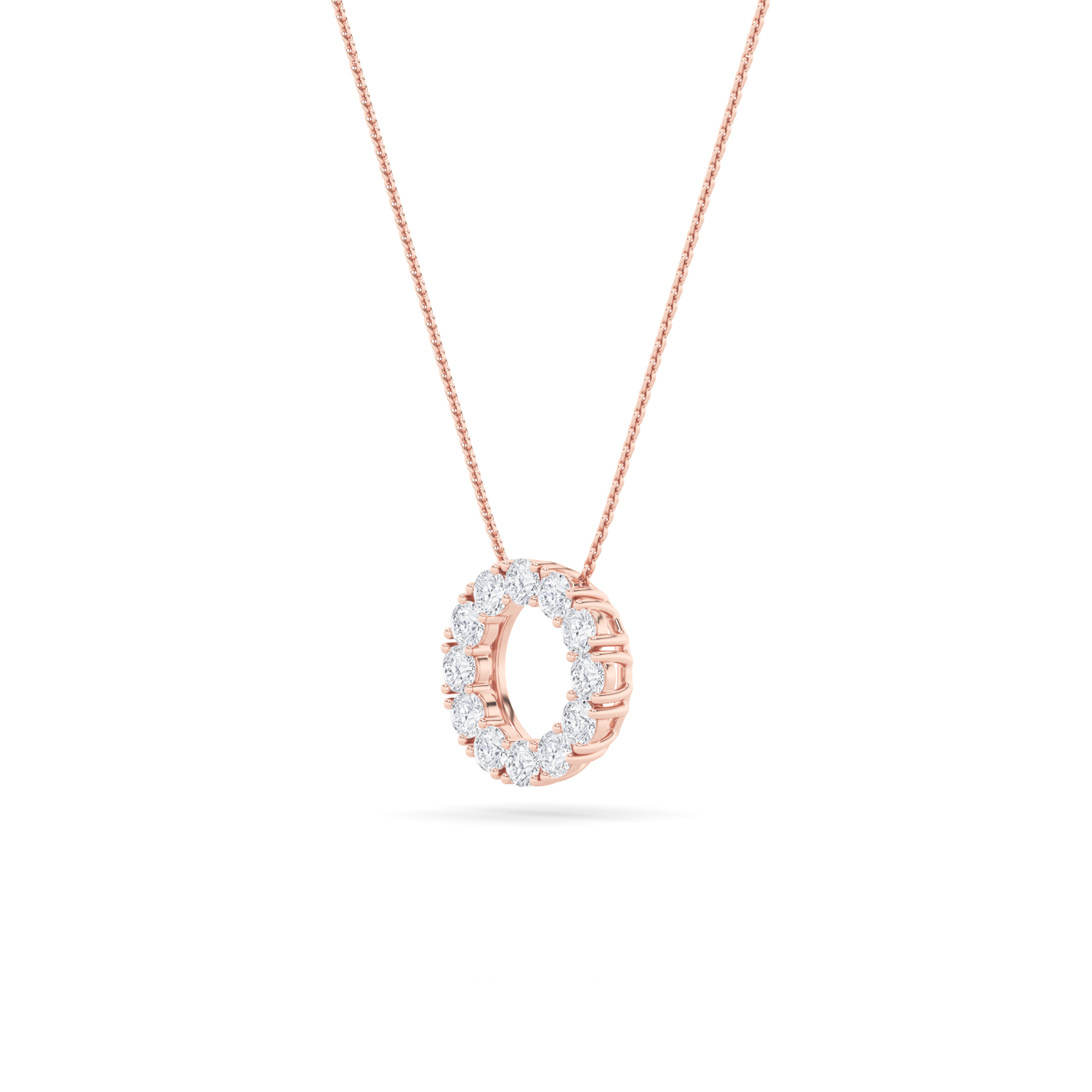 Round Shaped Lab Grown Diamond (F/VS) Circle Pendant in 14K Gold