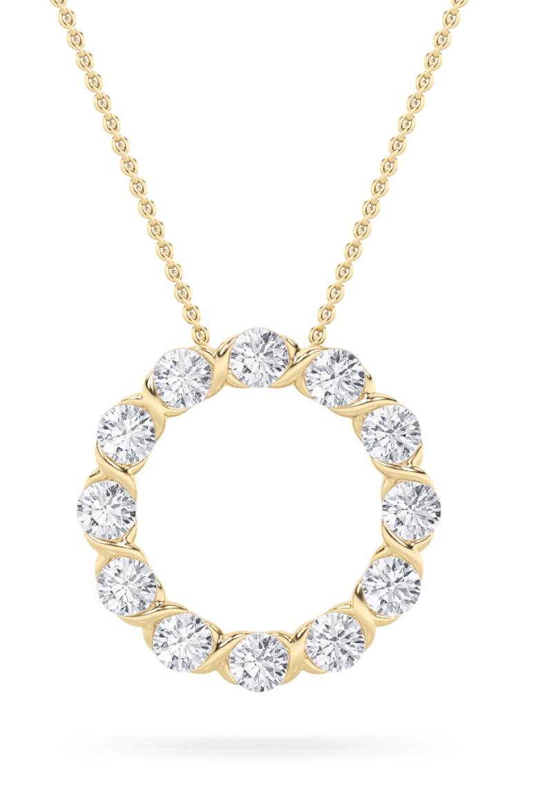 Round Shaped Lab Grown Diamond (F/VS) Circle Pendant in 14K Gold