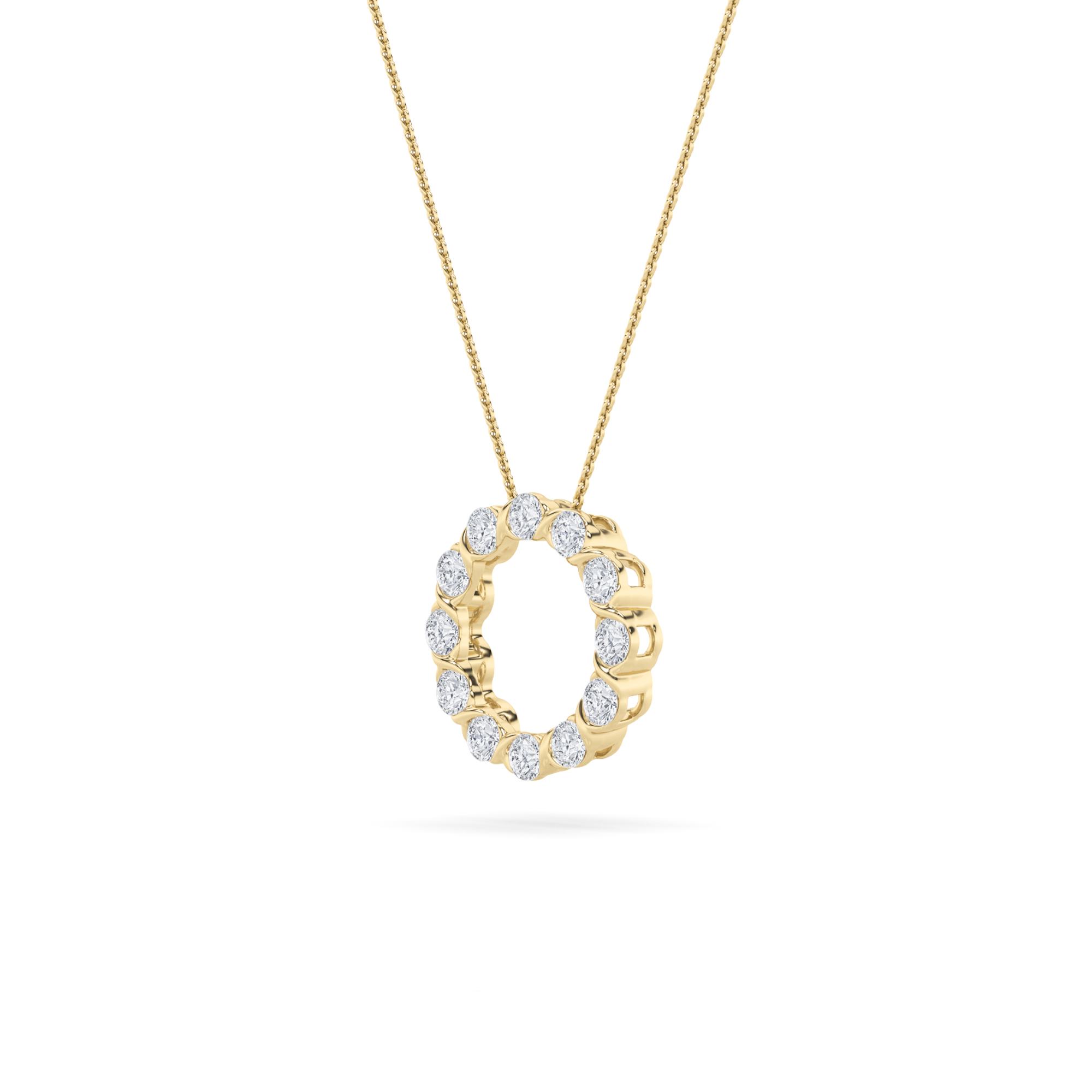 Round Shaped Lab Grown Diamond (F/VS) Circle Pendant in 14K Gold