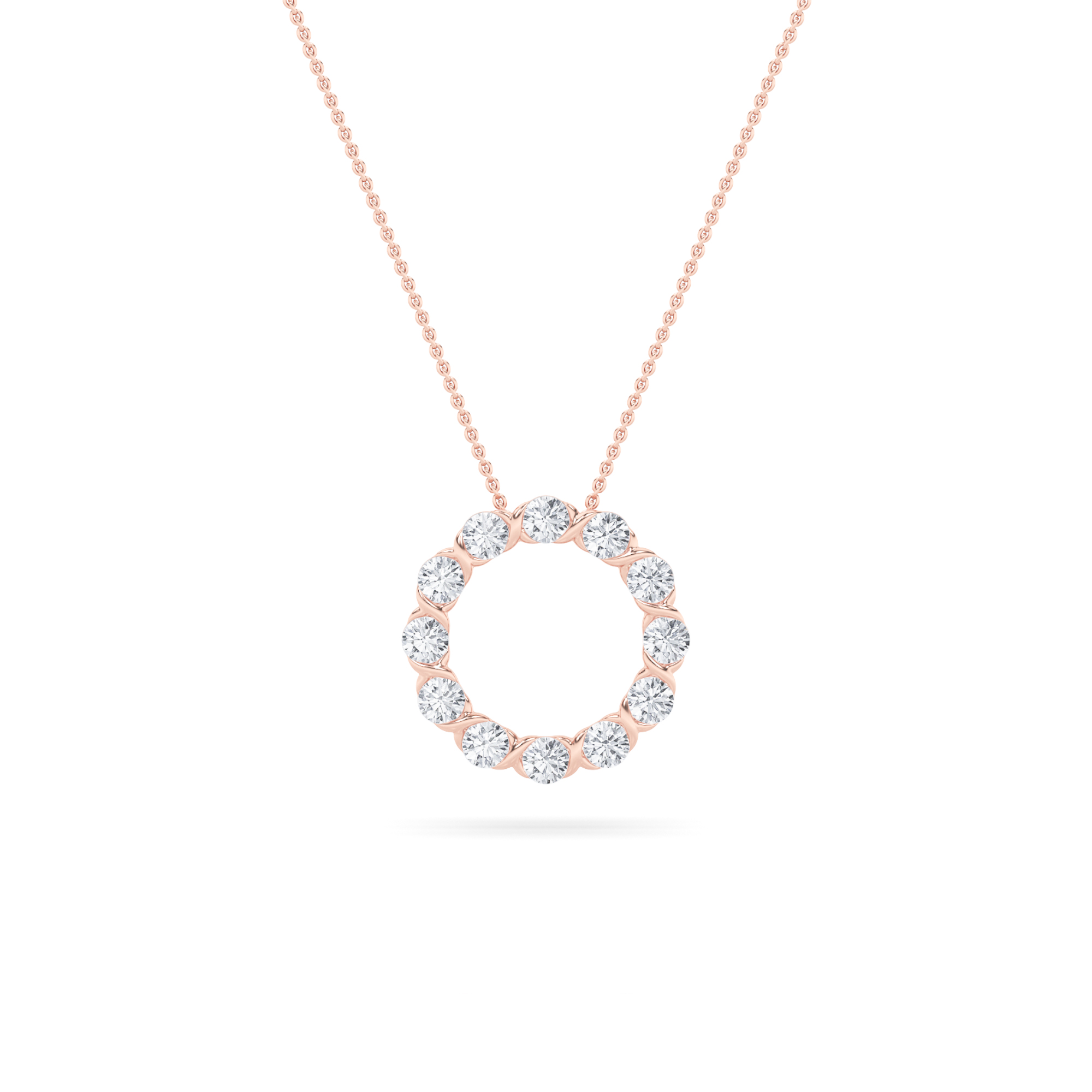 Round Shaped Lab Grown Diamond (F/VS) Circle Pendant in 14K Gold