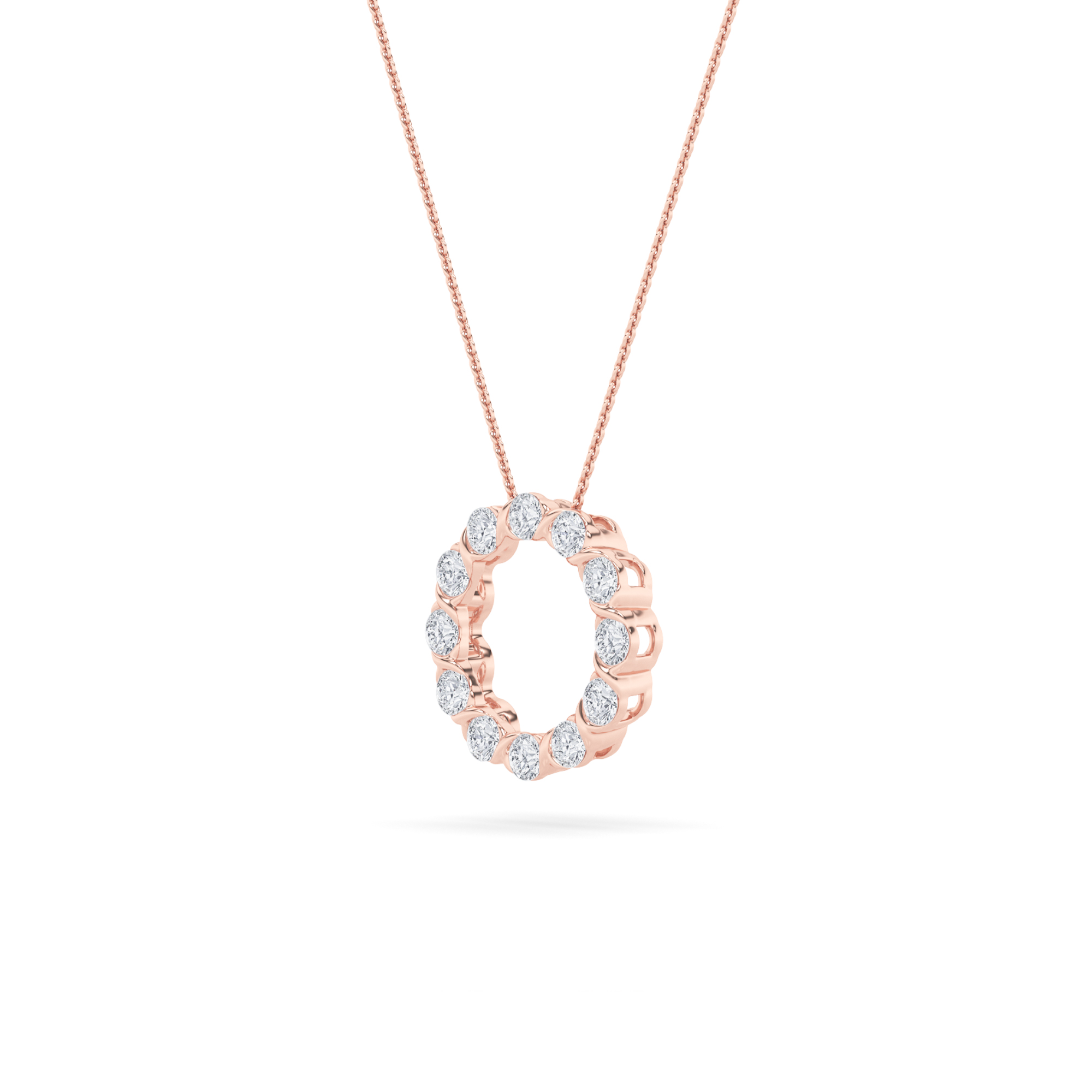 Round Shaped Lab Grown Diamond (F/VS) Circle Pendant in 14K Gold