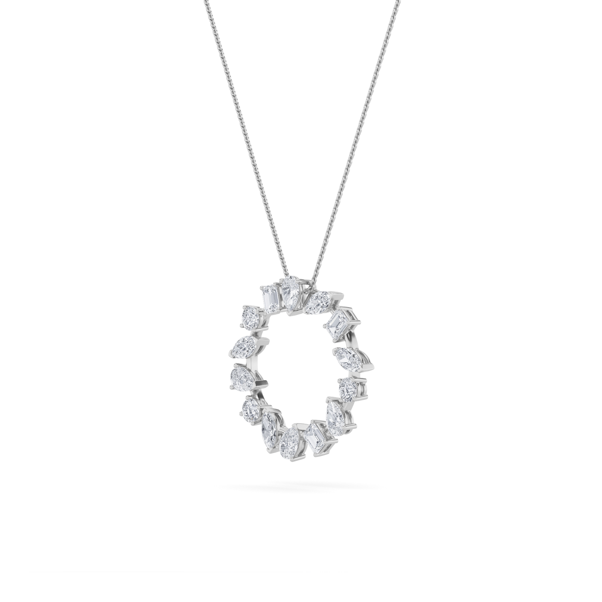 Emerald Shaped Lab Grown Diamond (F/VS) Fancy Circle Pendant in 14K Gold