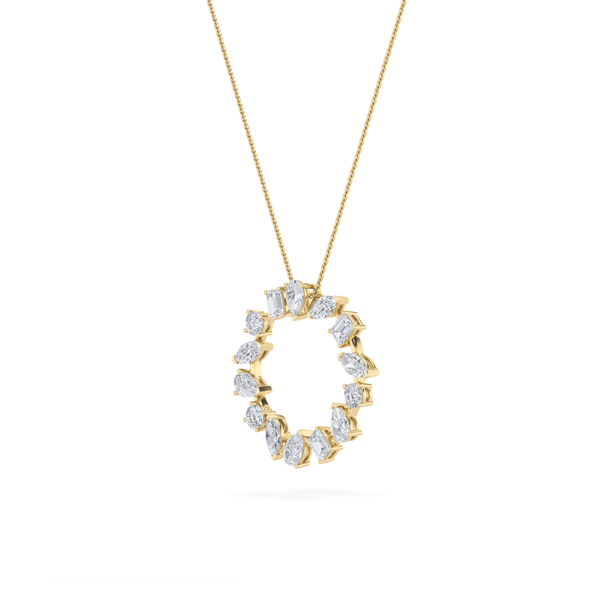 Emerald Shaped Lab Grown Diamond (F/VS) Fancy Circle Pendant in 14K Gold