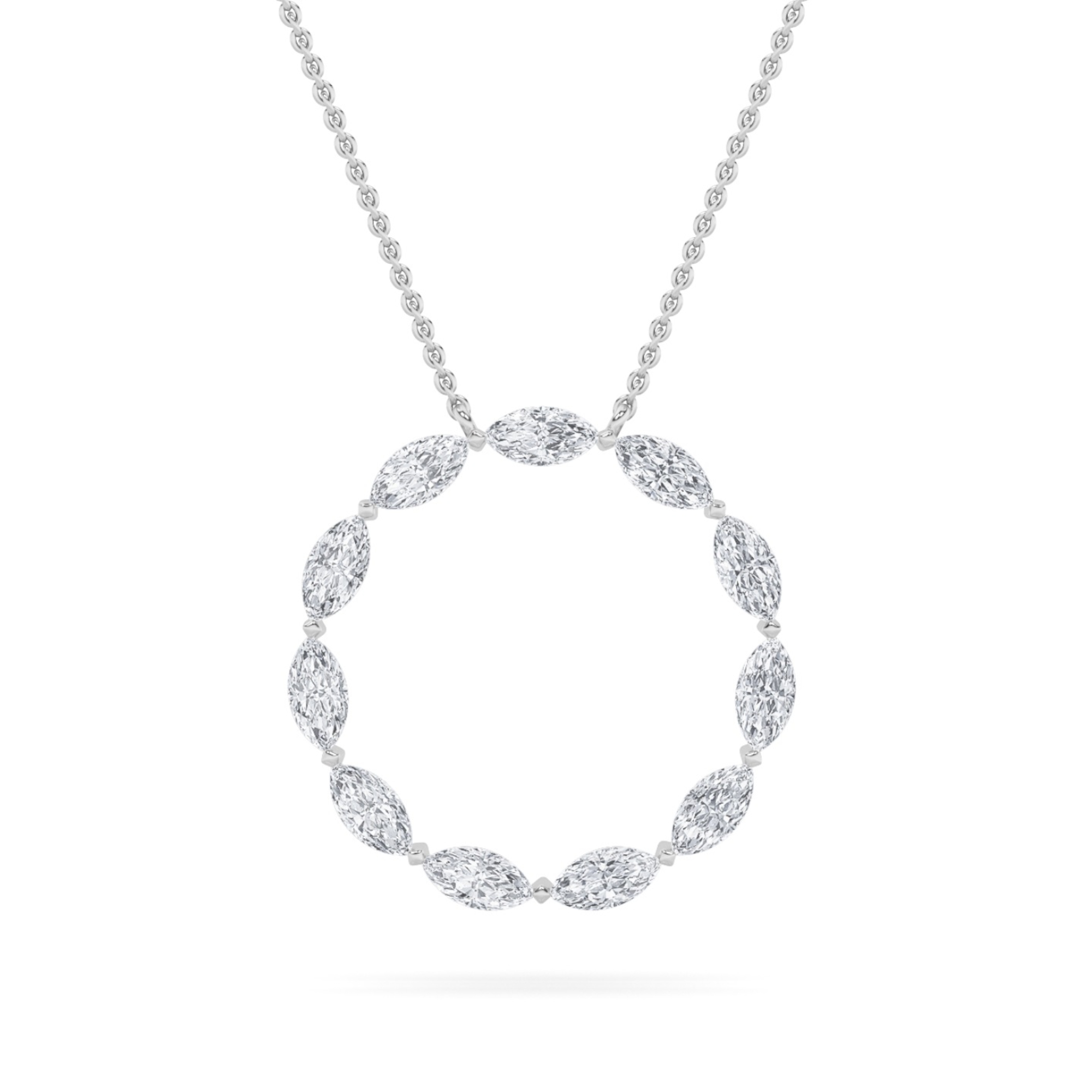 Marquise Shaped Lab Grown Diamond (F/VS) Circle Necklace in 14K Gold