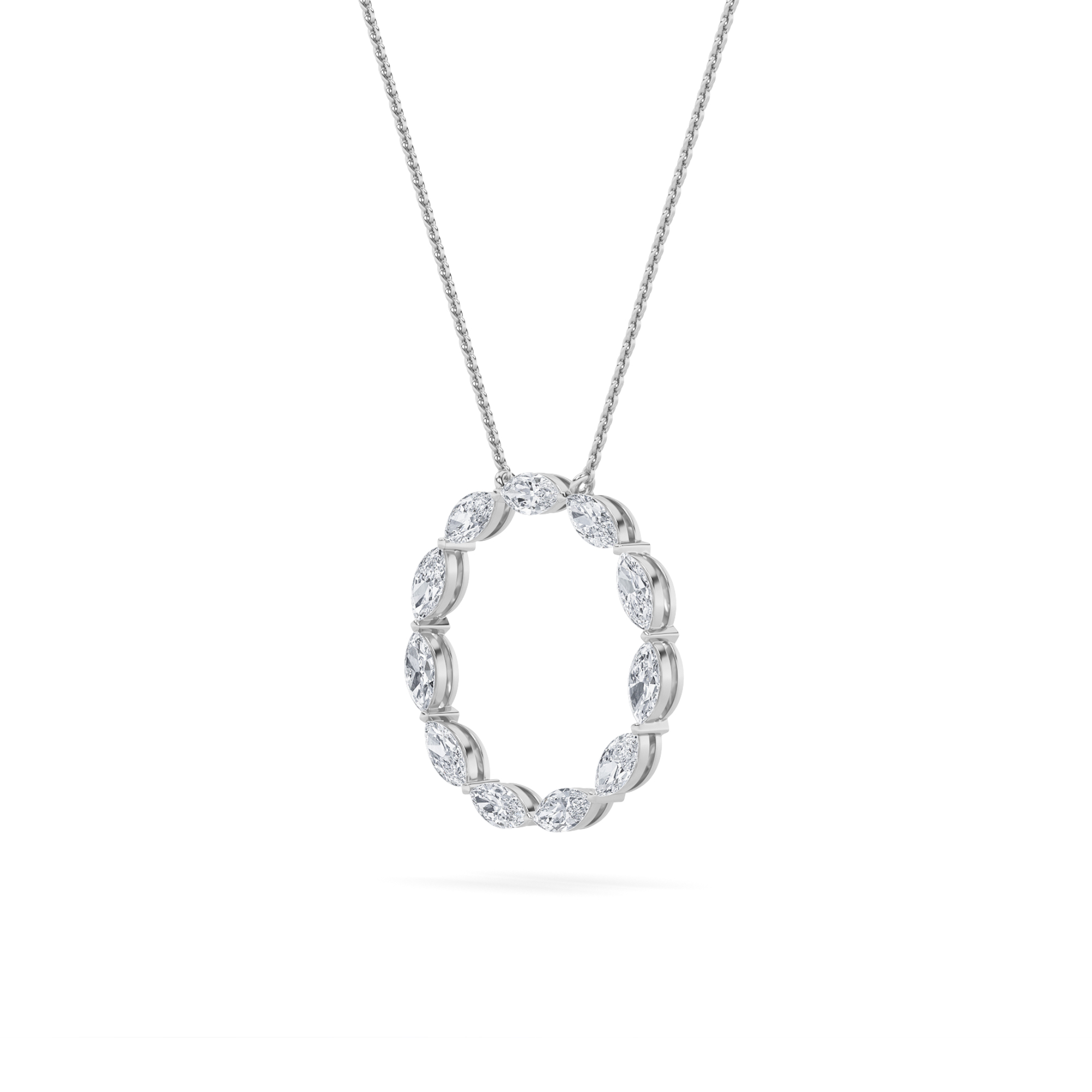 Marquise Shaped Lab Grown Diamond (F/VS) Circle Necklace in 14K Gold