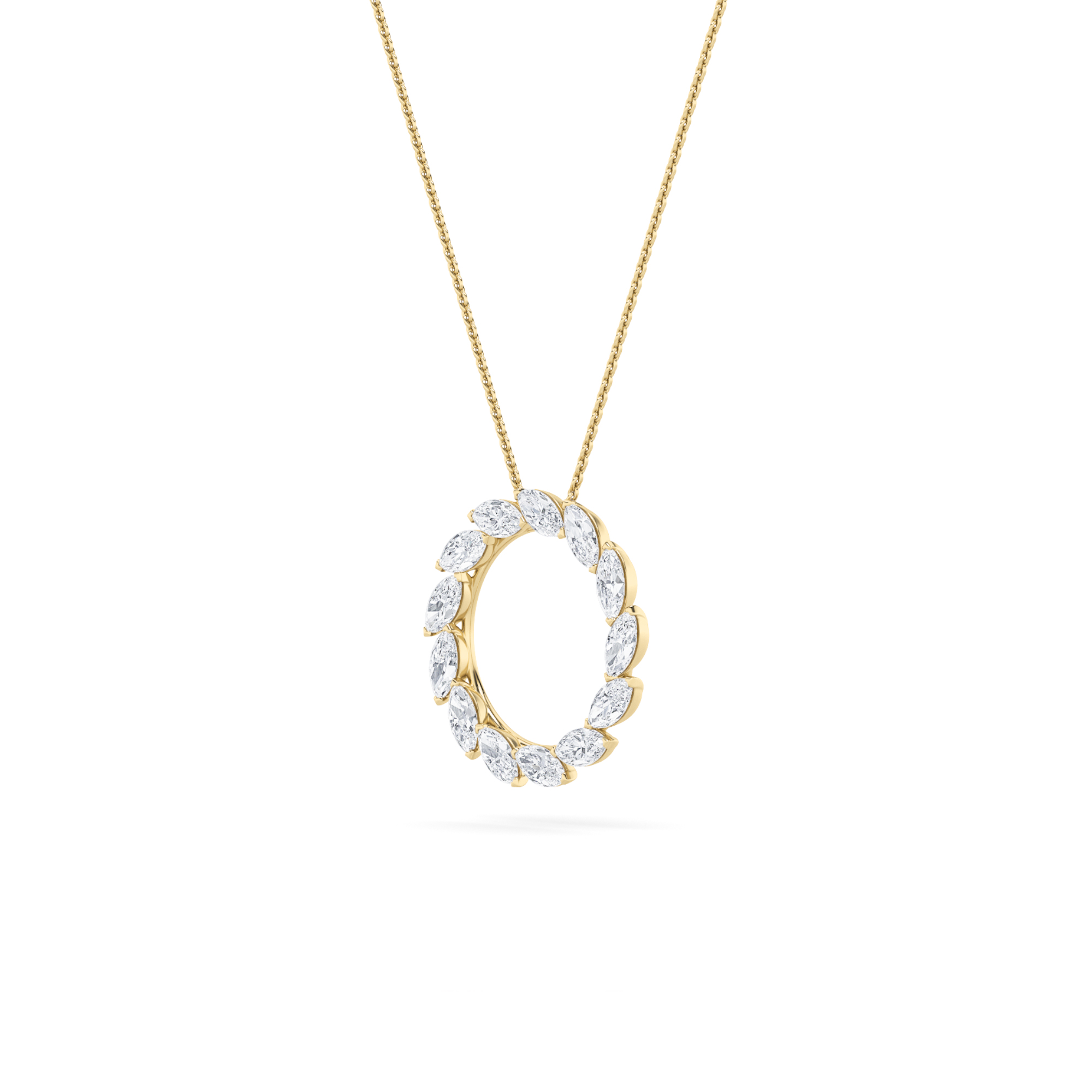 Marquise Shaped Lab Grown Diamond (F/VS) Circle Necklace in 14K Gold