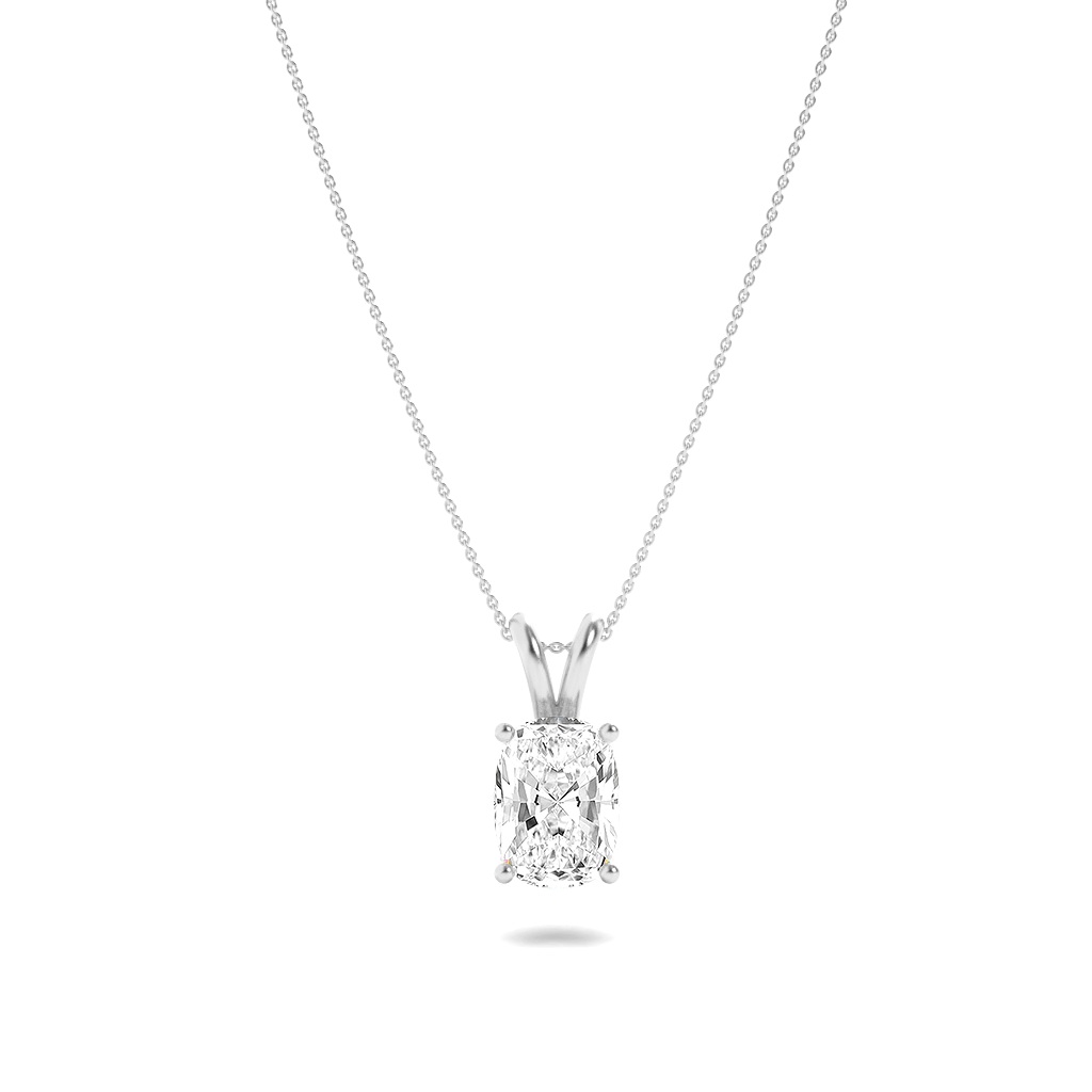Elongated Cushion Shaped Lab Grown Diamond (F/VS) Split Bale Solitaire Pendant in 14K Gold