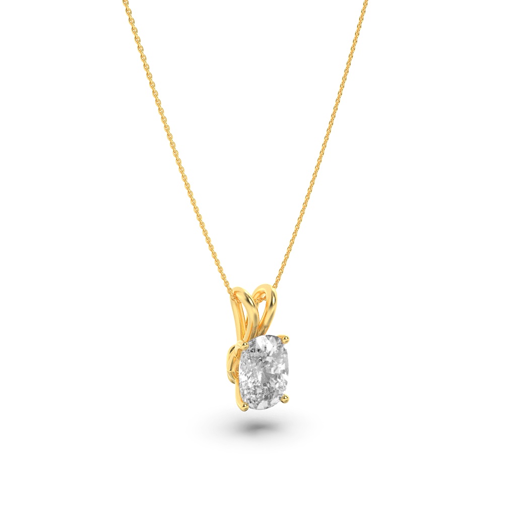 Elongated Cushion Shaped Lab Grown Diamond (F/VS) Split Bale Solitaire Pendant in 14K Gold