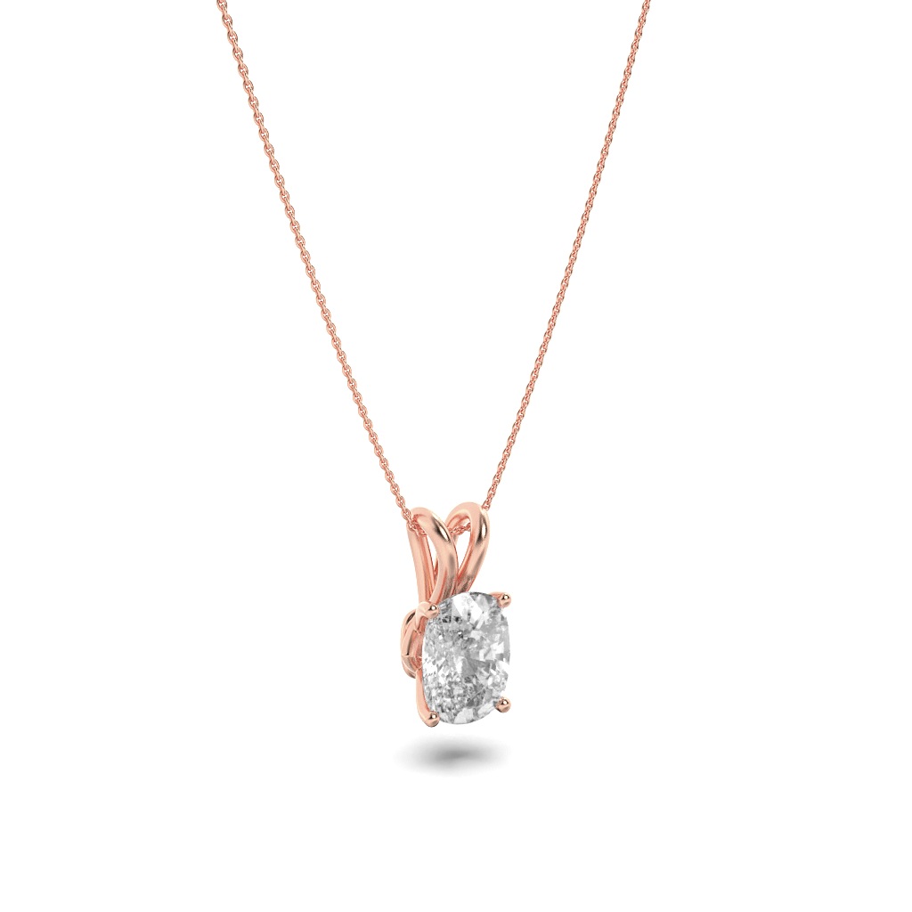 Elongated Cushion Shaped Lab Grown Diamond (F/VS) Split Bale Solitaire Pendant in 14K Gold