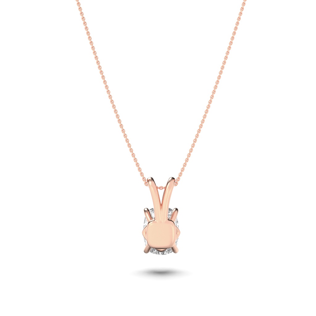 Elongated Cushion Shaped Lab Grown Diamond (F/VS) Split Bale Solitaire Pendant in 14K Gold