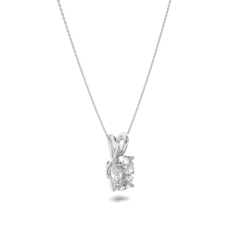 Elongated Cushion Shaped Lab Grown Diamond (F/VS) Split Bale Solitaire Pendant in 14K Gold
