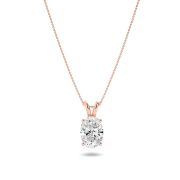 Oval Shaped Lab Grown Diamond (F/VS) Split Bale Solitaire Pendant in 14K Gold