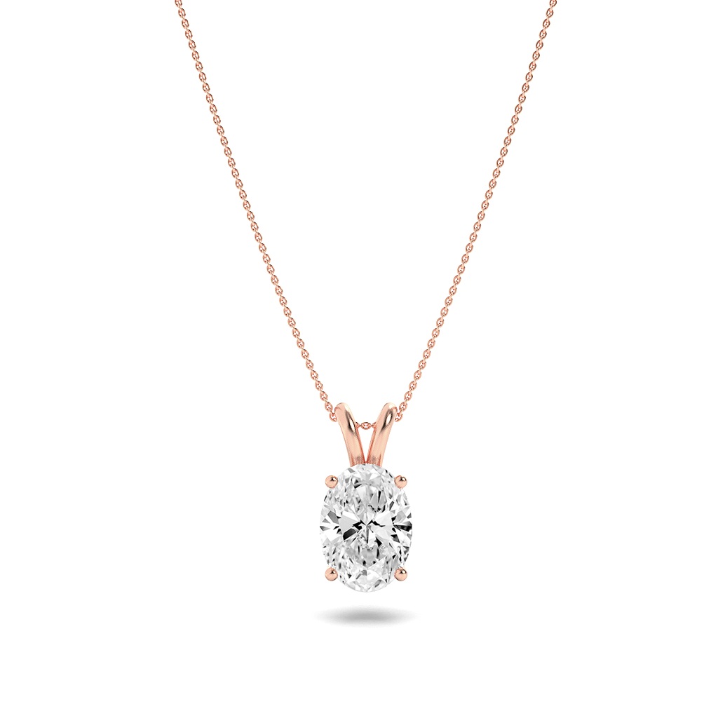 Oval Shaped Lab Grown Diamond (F/VS) Split Bale Solitaire Pendant in 14K Gold