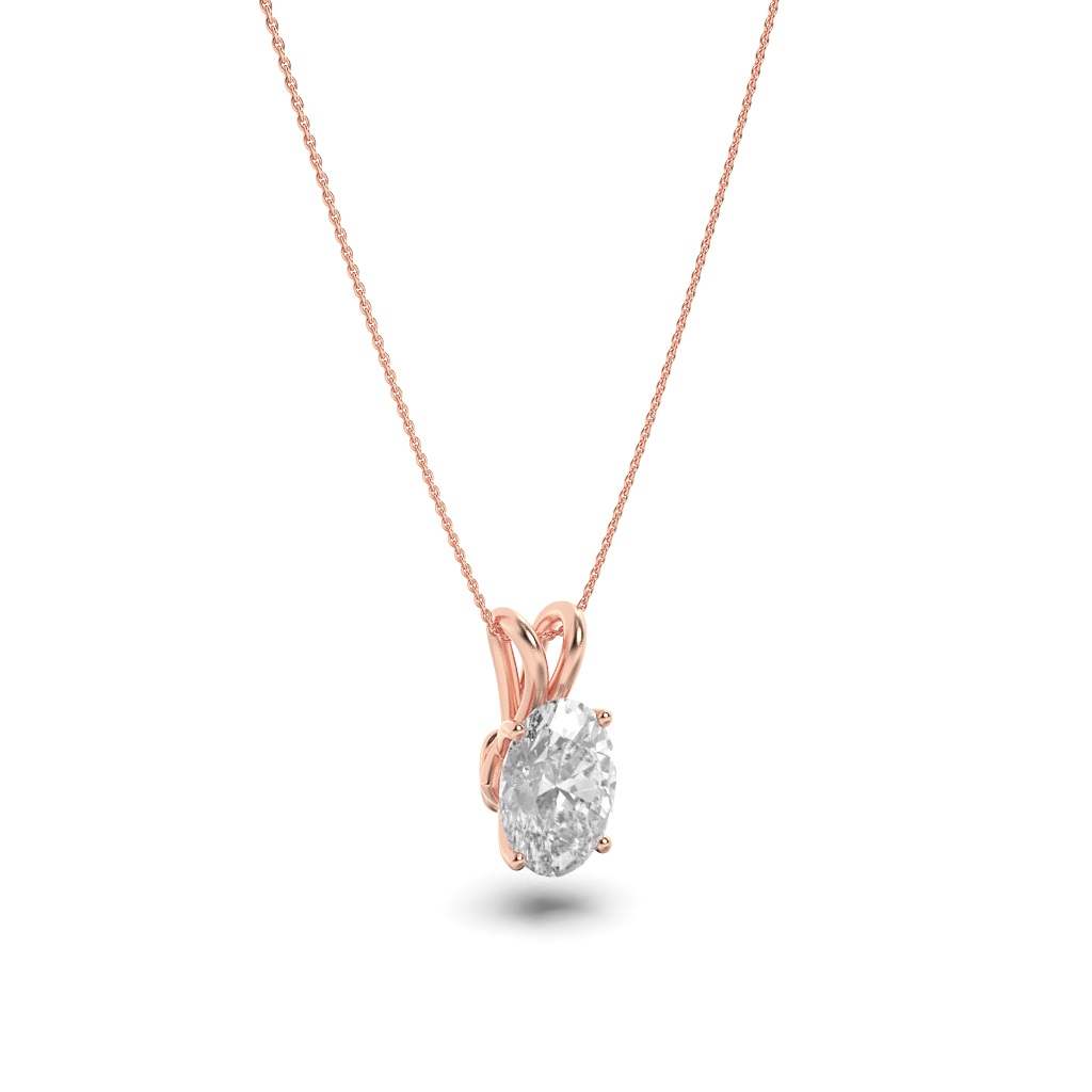 Oval Shaped Lab Grown Diamond (F/VS) Split Bale Solitaire Pendant in 14K Gold