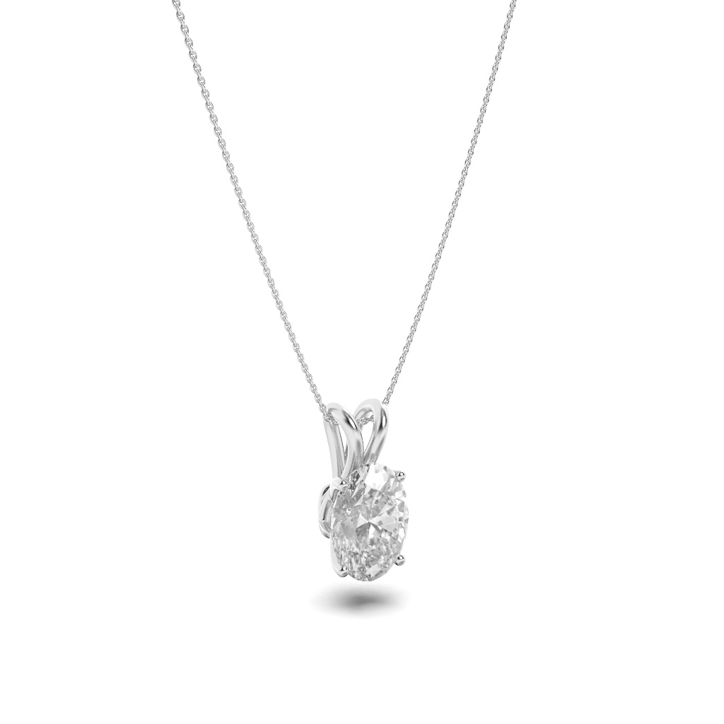 Oval Shaped Lab Grown Diamond (F/VS) Split Bale Solitaire Pendant in 14K Gold