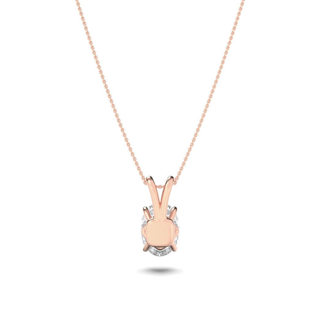 Oval Shaped Lab Grown Diamond (F/VS) Split Bale Solitaire Pendant in 14K Gold