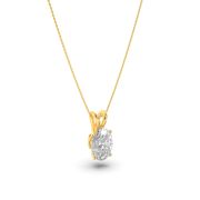 Oval Shaped Lab Grown Diamond (F/VS) Split Bale Solitaire Pendant in 14K Gold
