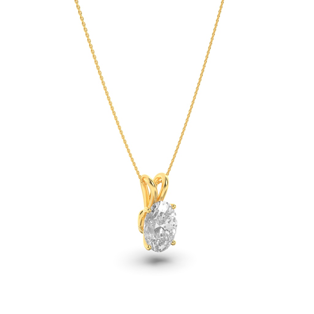 Oval Shaped Lab Grown Diamond (F/VS) Split Bale Solitaire Pendant in 14K Gold