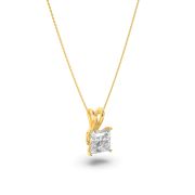 Princess Shaped Lab Grown Diamond (F/VS) Split Bale Solitaire Pendant in 14K Gold