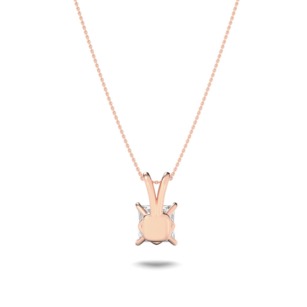 Princess Shaped Lab Grown Diamond (F/VS) Split Bale Solitaire Pendant in 14K Gold