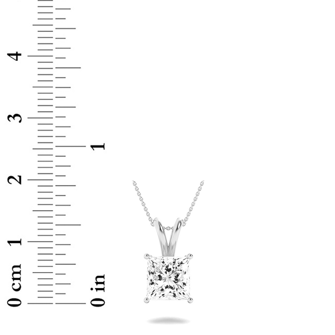 Princess Shaped Lab Grown Diamond (F/VS) Split Bale Solitaire Pendant in 14K Gold
