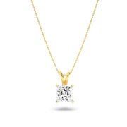 Princess Shaped Lab Grown Diamond (F/VS) Split Bale Solitaire Pendant in 14K Gold