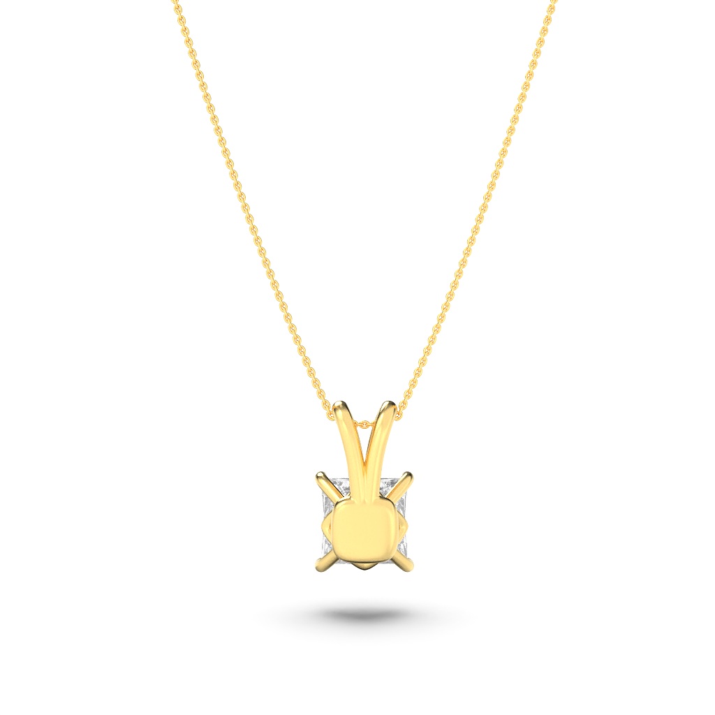 Princess Shaped Lab Grown Diamond (F/VS) Split Bale Solitaire Pendant in 14K Gold