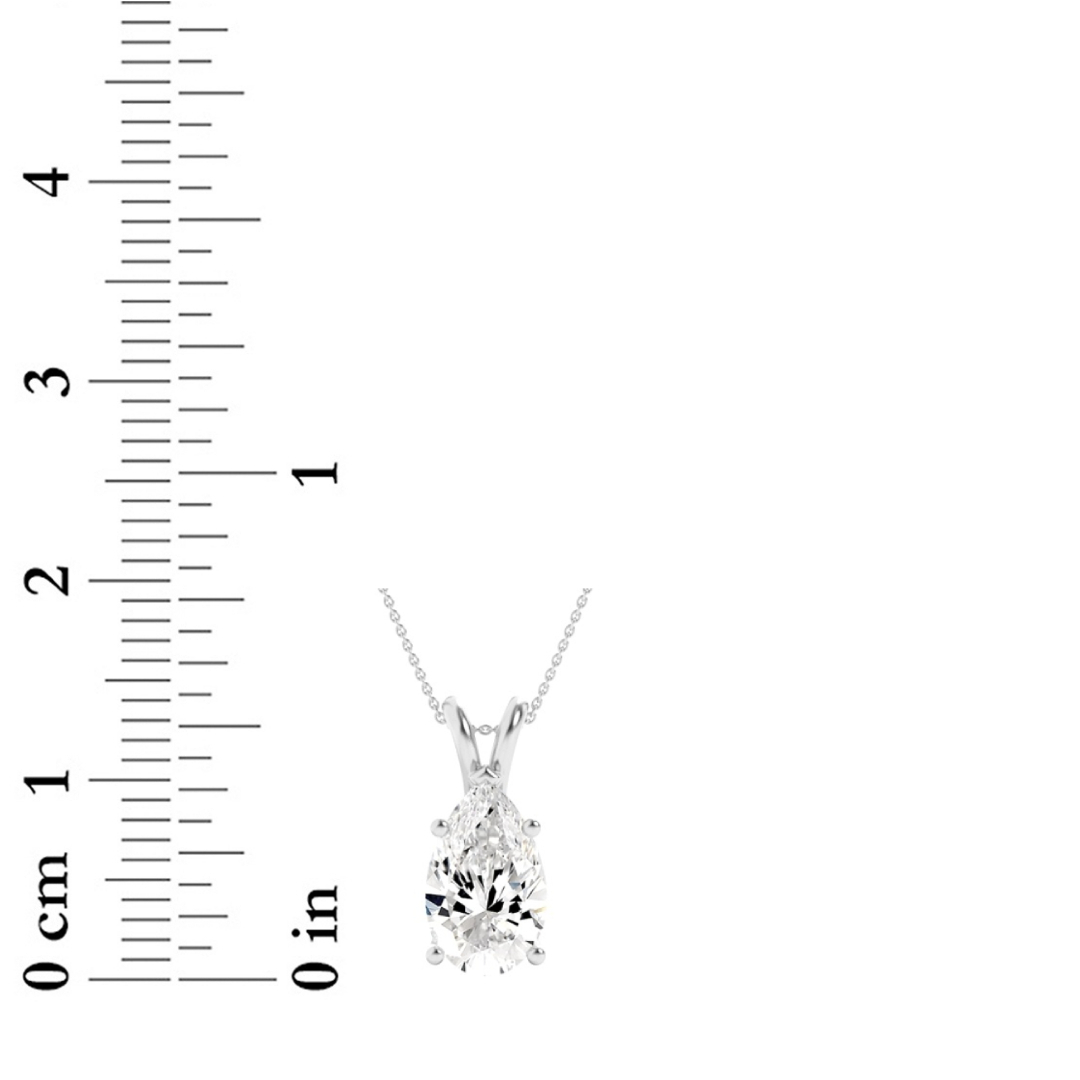 Pear Shaped Lab Grown Diamond (F/VS) Split Bale Solitaire Pendant in 14K Gold