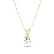Pear Shaped Lab Grown Diamond (F/VS) Split Bale Solitaire Pendant in 14K Gold