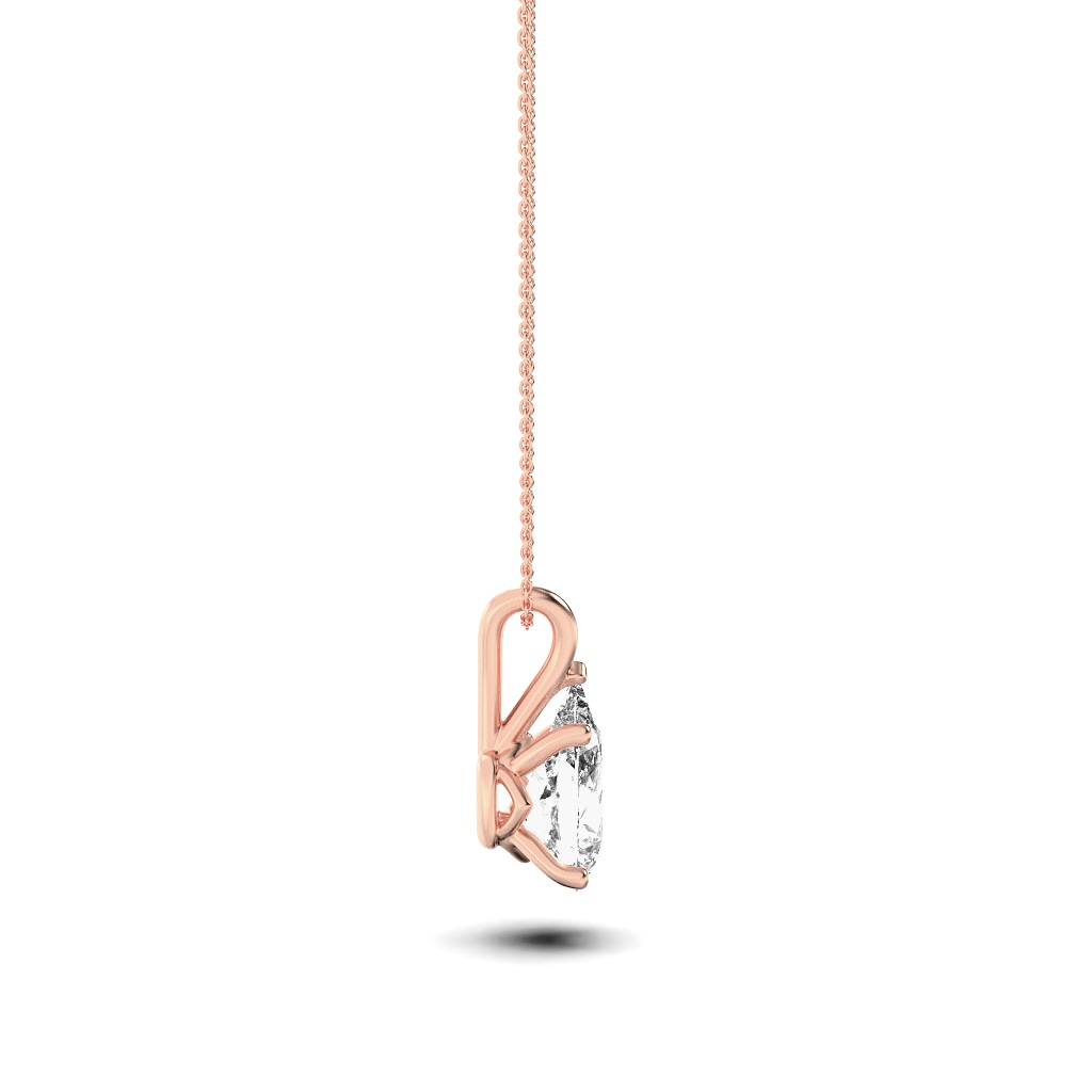 Pear Shaped Lab Grown Diamond (F/VS) Split Bale Solitaire Pendant in 14K Gold