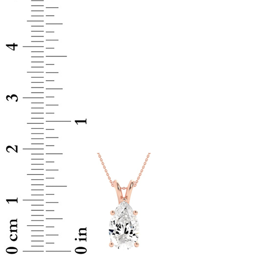 Pear Shaped Lab Grown Diamond (F/VS) Split Bale Solitaire Pendant in 14K Gold