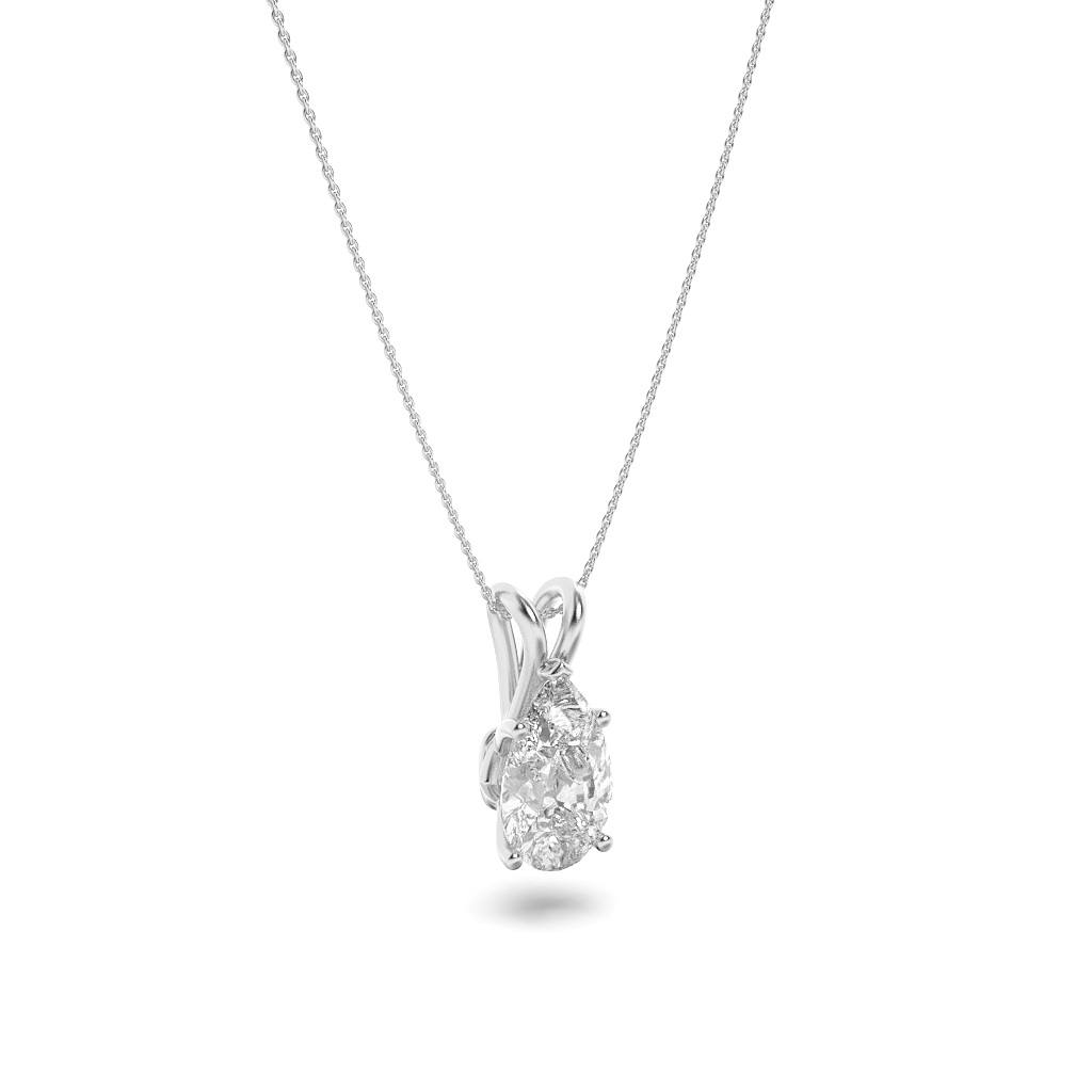 Pear Shaped Lab Grown Diamond (F/VS) Split Bale Solitaire Pendant in 14K Gold