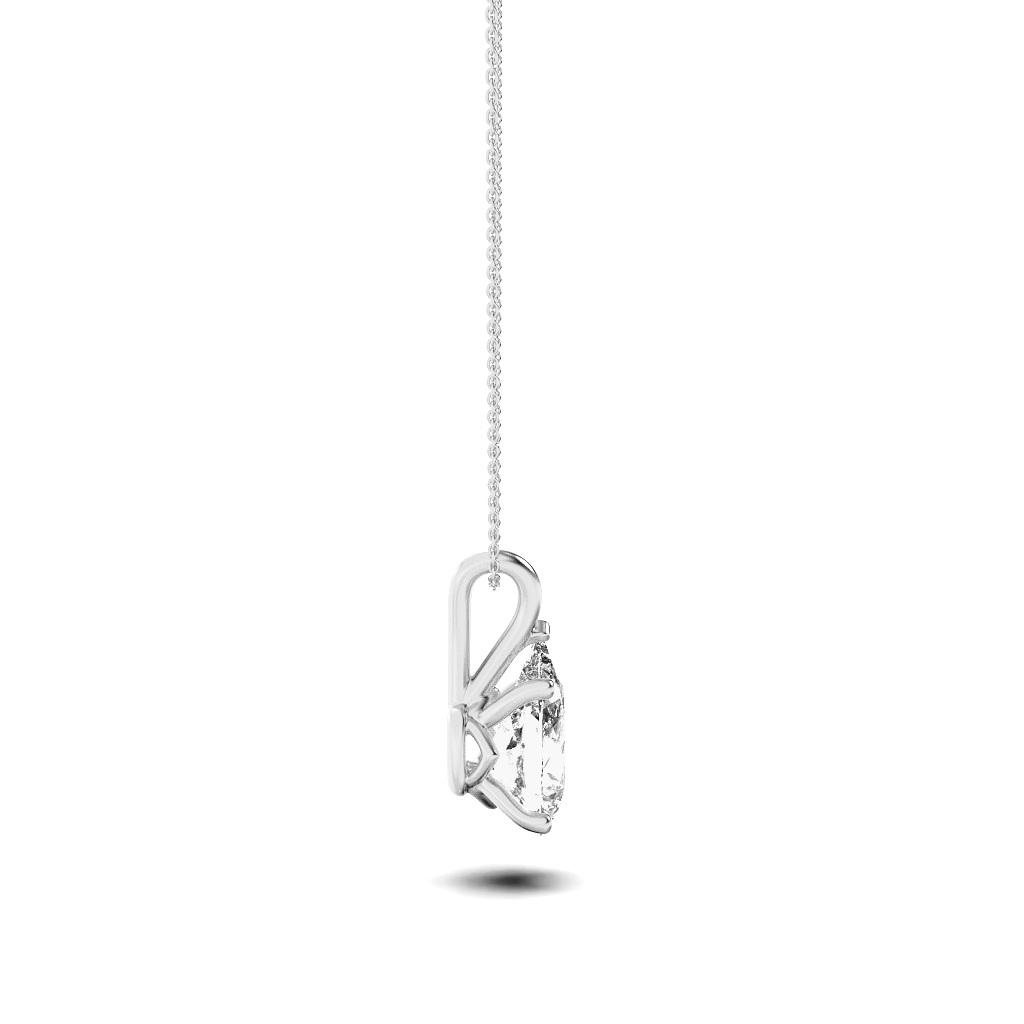 Pear Shaped Lab Grown Diamond (F/VS) Split Bale Solitaire Pendant in 14K Gold