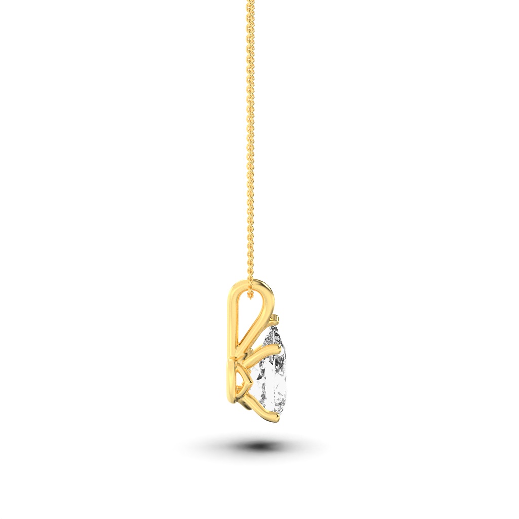 Pear Shaped Lab Grown Diamond (F/VS) Split Bale Solitaire Pendant in 14K Gold