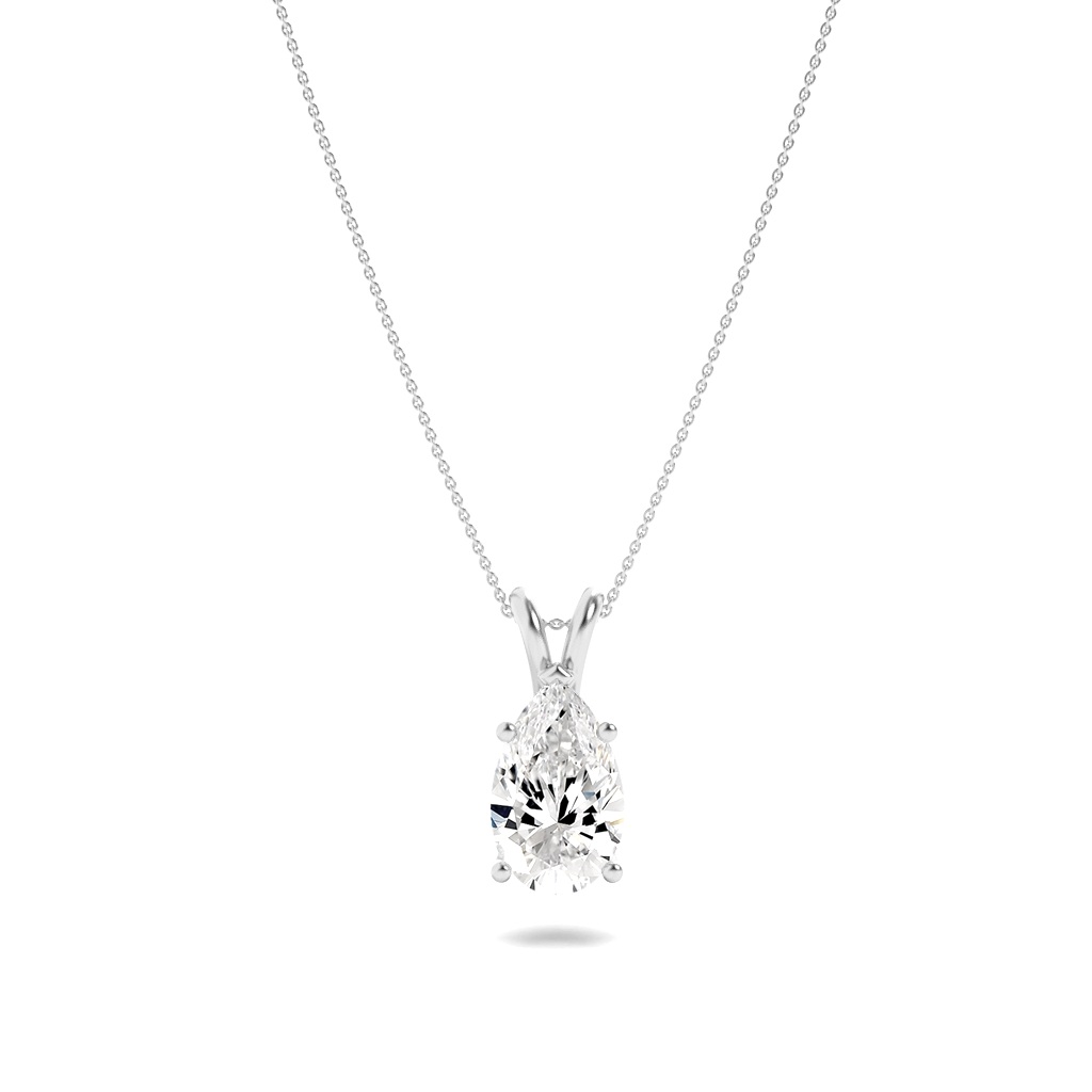 Pear Shaped Lab Grown Diamond (F/VS) Split Bale Solitaire Pendant in 14K Gold
