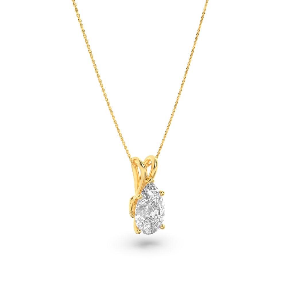 Pear Shaped Lab Grown Diamond (F/VS) Split Bale Solitaire Pendant in 14K Gold