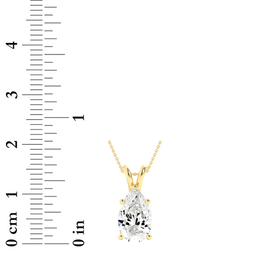 Pear Shaped Lab Grown Diamond (F/VS) Split Bale Solitaire Pendant in 14K Gold