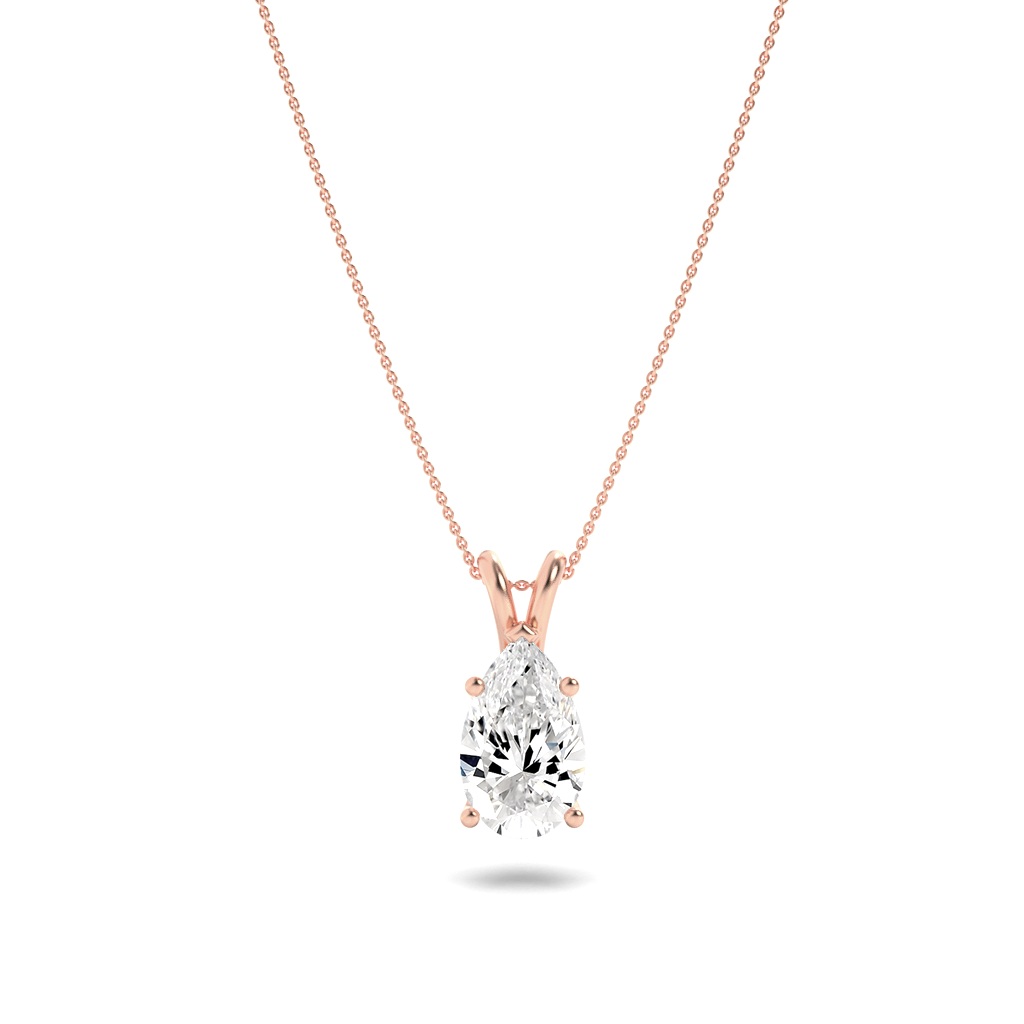 Pear Shaped Lab Grown Diamond (F/VS) Split Bale Solitaire Pendant in 14K Gold