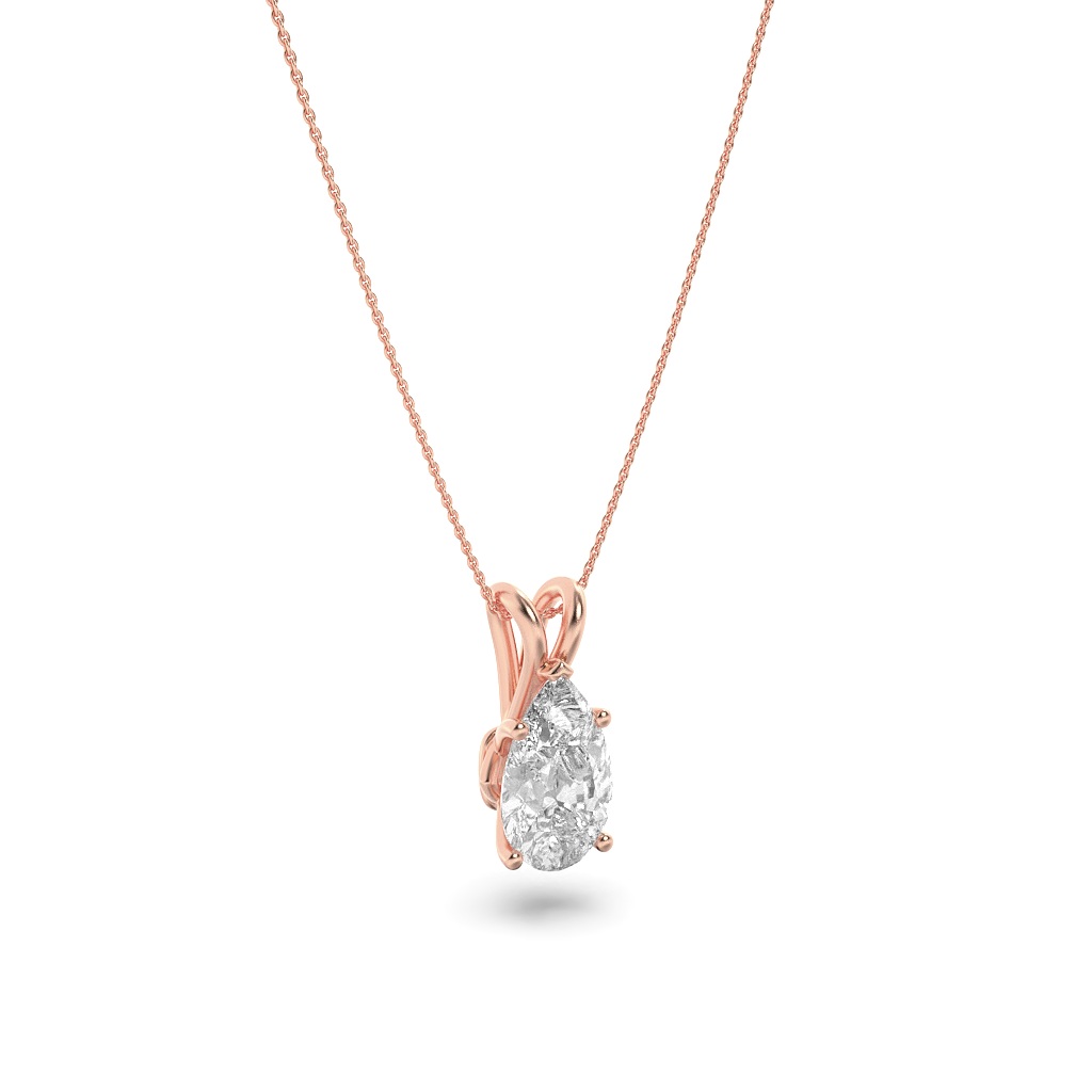 Pear Shaped Lab Grown Diamond (F/VS) Split Bale Solitaire Pendant in 14K Gold
