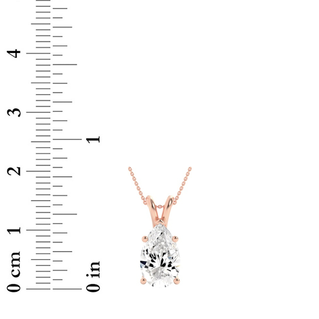Pear Shaped Lab Grown Diamond (F/VS) Split Bale Solitaire Pendant in 14K Gold