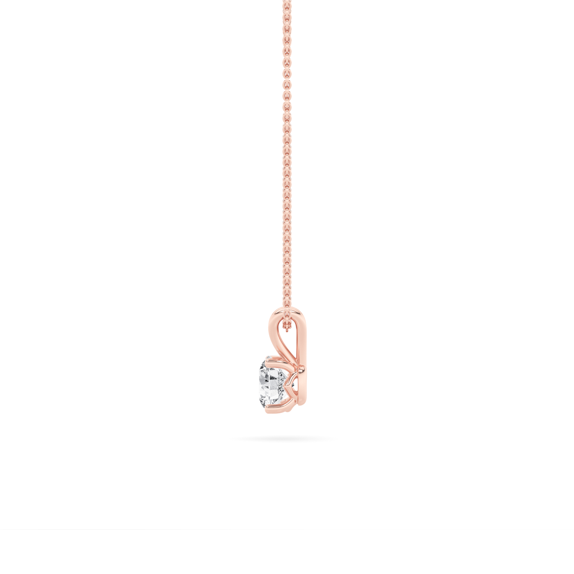 Round Shaped Lab Grown Diamond (F/VS) Split Bale Solitaire Pendant in 14K Gold