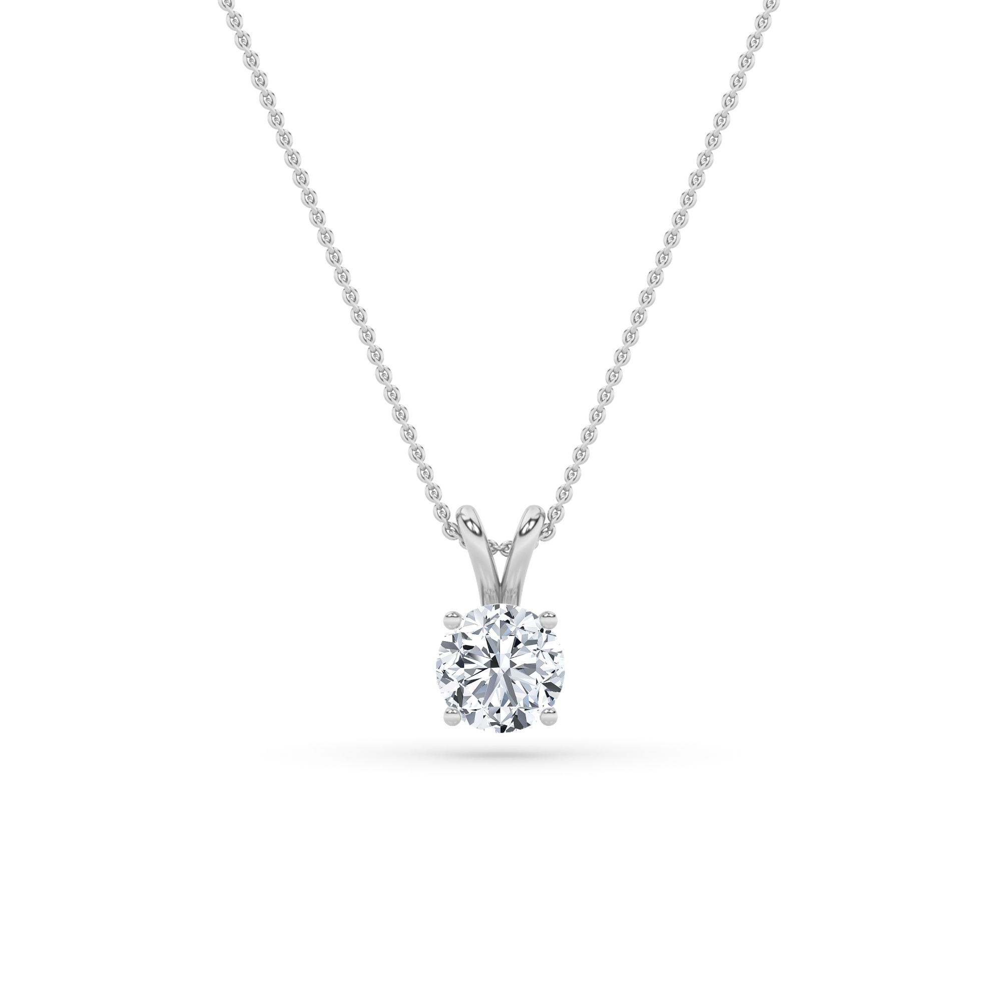 Round Shaped Lab Grown Diamond (F/VS) Split Bale Solitaire Pendant in 14K Gold