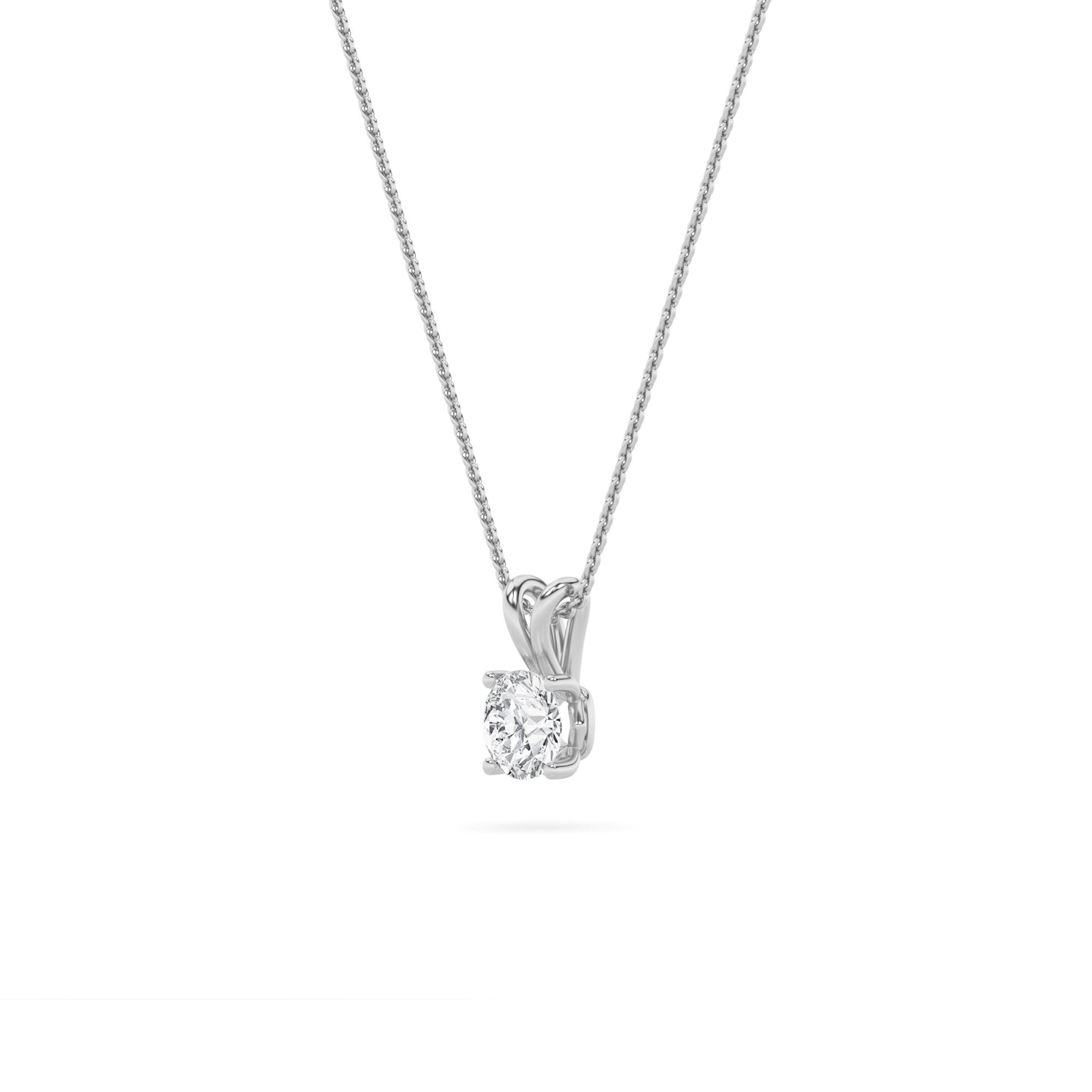 Round Shaped Lab Grown Diamond (F/VS) Split Bale Solitaire Pendant in 14K Gold