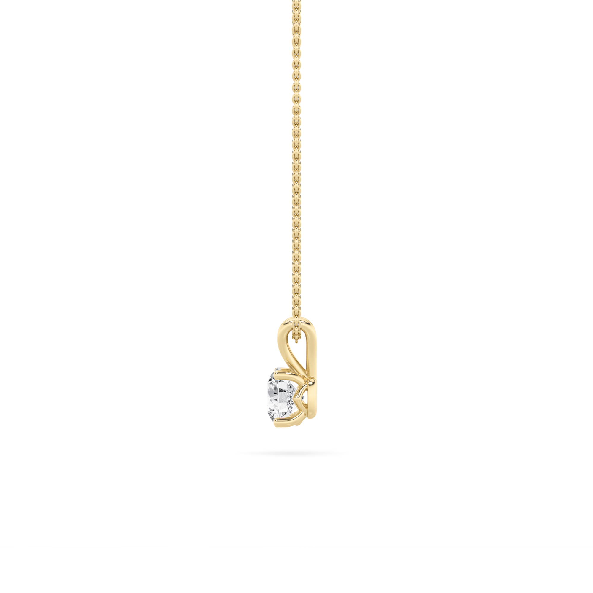 Round Shaped Lab Grown Diamond (F/VS) Split Bale Solitaire Pendant in 14K Gold