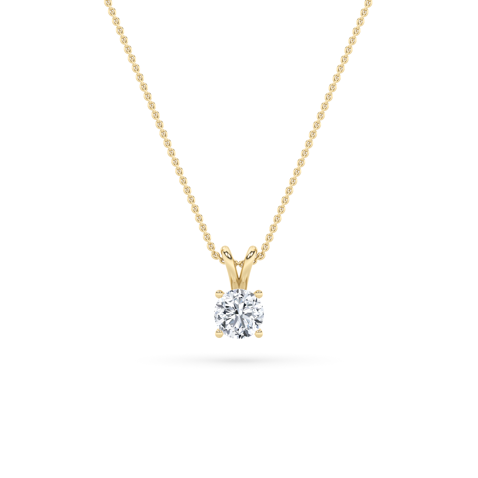 Round Shaped Lab Grown Diamond (F/VS) Split Bale Solitaire Pendant in 14K Gold