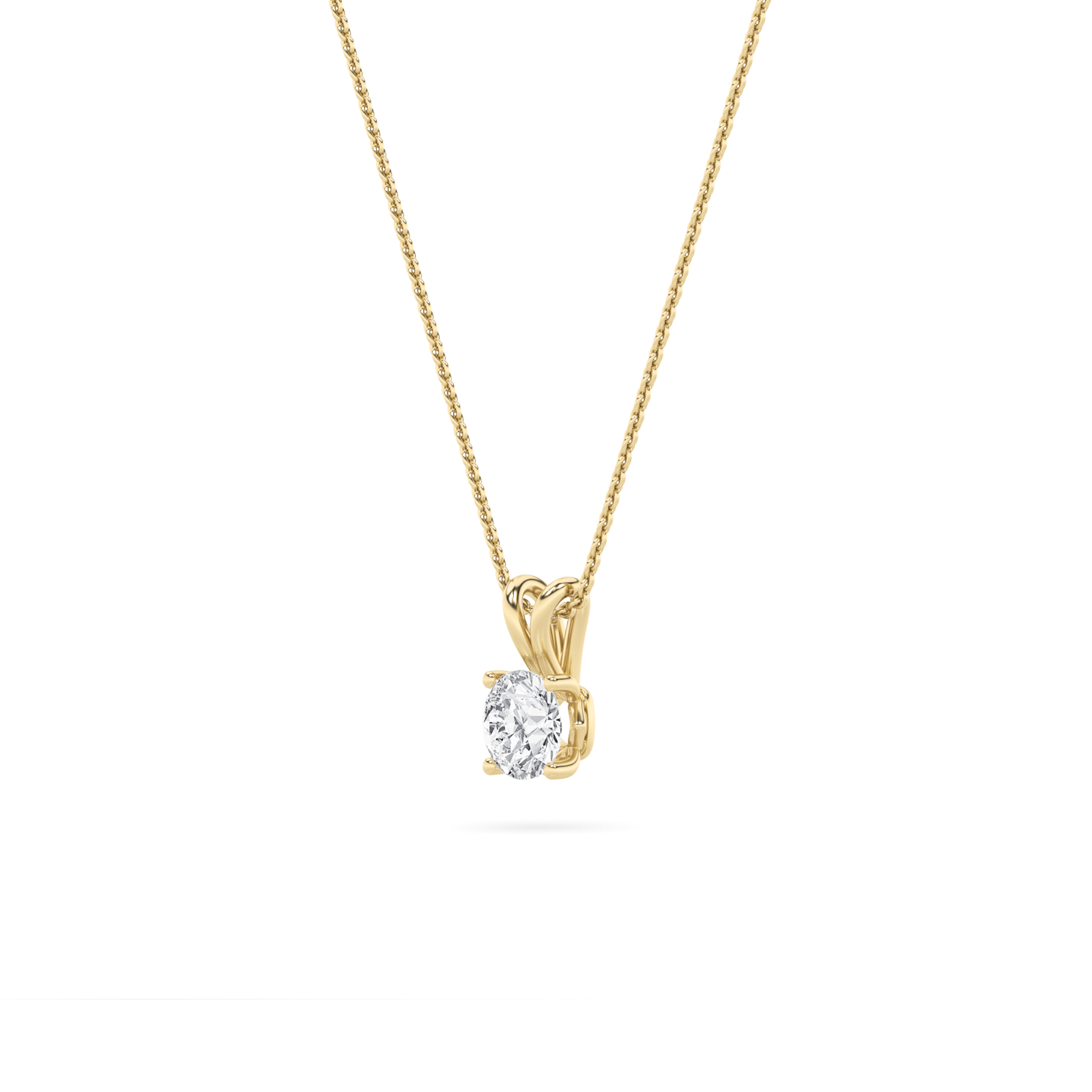 Round Shaped Lab Grown Diamond (F/VS) Split Bale Solitaire Pendant in 14K Gold
