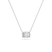 Elongated Cushion Shaped Lab Grown Diamond (F/VS) East West Solitaire Necklace in 14K Gold